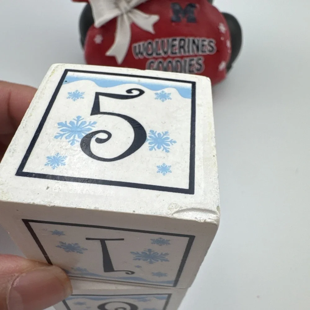 Michigan Wolverines Santa Figure Days Til Christmas‎ Countdown Blocks